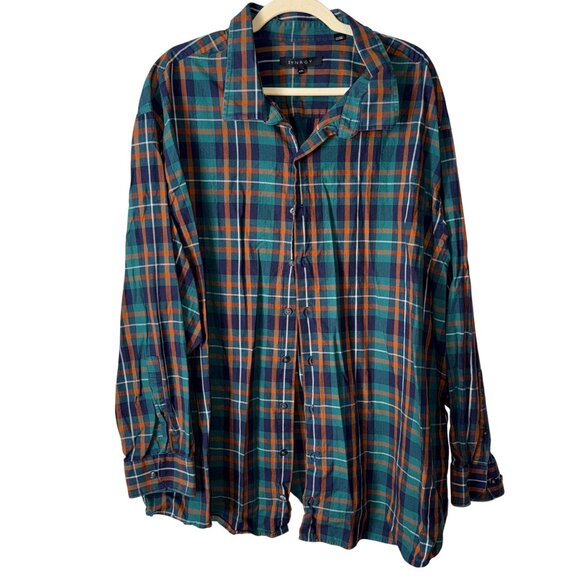 Synrgy Mens 4XL Plaid Button-Down Shirt Long Sleeve Cotton Multicolor - Picture 1 of 7